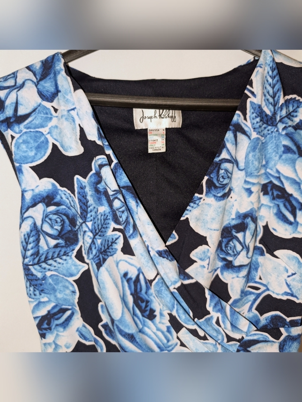 Joseph Ribkoff Blue Floral Patterned Dress - Picture 3 of 6
